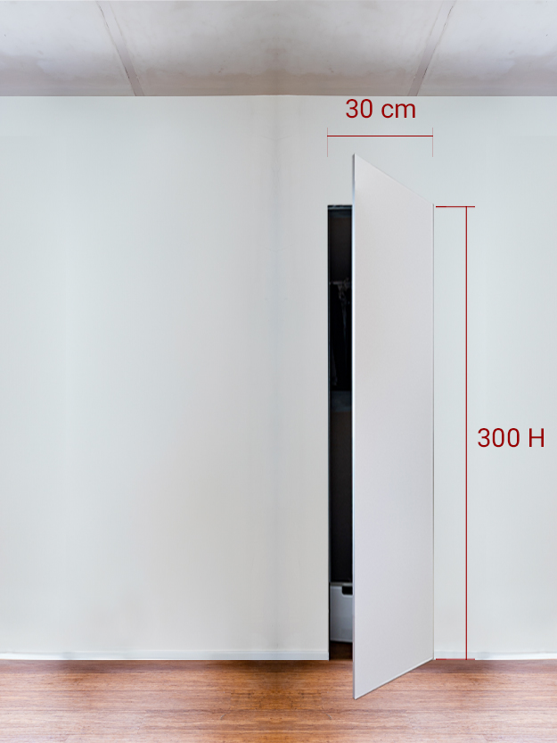 Armoire invisible 1 vantail 30×300 cm